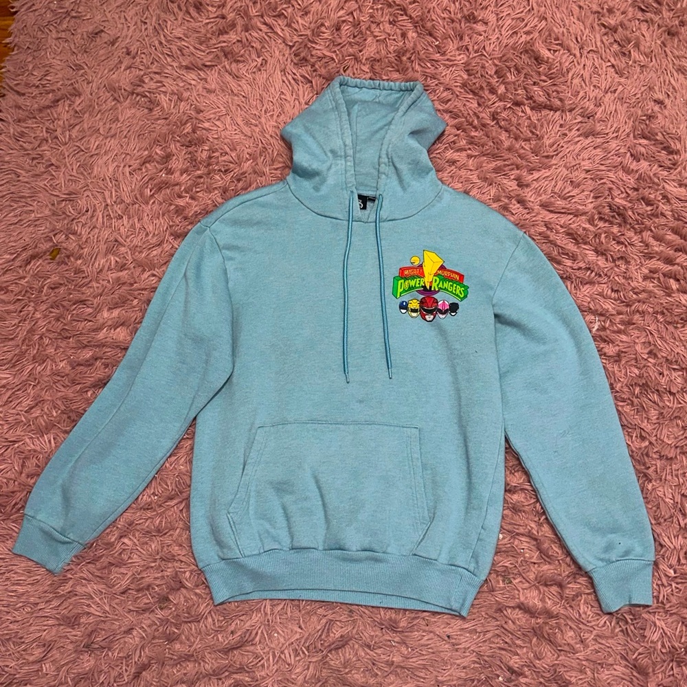 Mighty Morphin Power Rangers Light Blue Hoodie Sweatshirt | Measurements below👇
